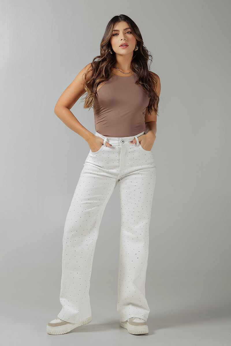 Jean Wide Leg Mujer Tiro Alto Corte Ancho Denim Casual Chic Marca Trucco´s