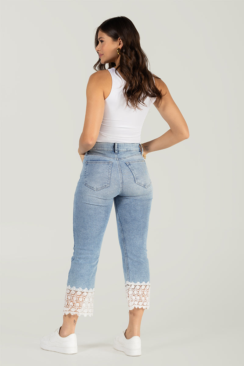 Jean Capri Mujer Tiro Alto Stretch Slim Fit Denim Chic Marca Trucco´s