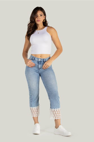 Jean Capri Mujer Tiro Alto Stretch Slim Fit Denim Chic Marca Trucco´s - 5