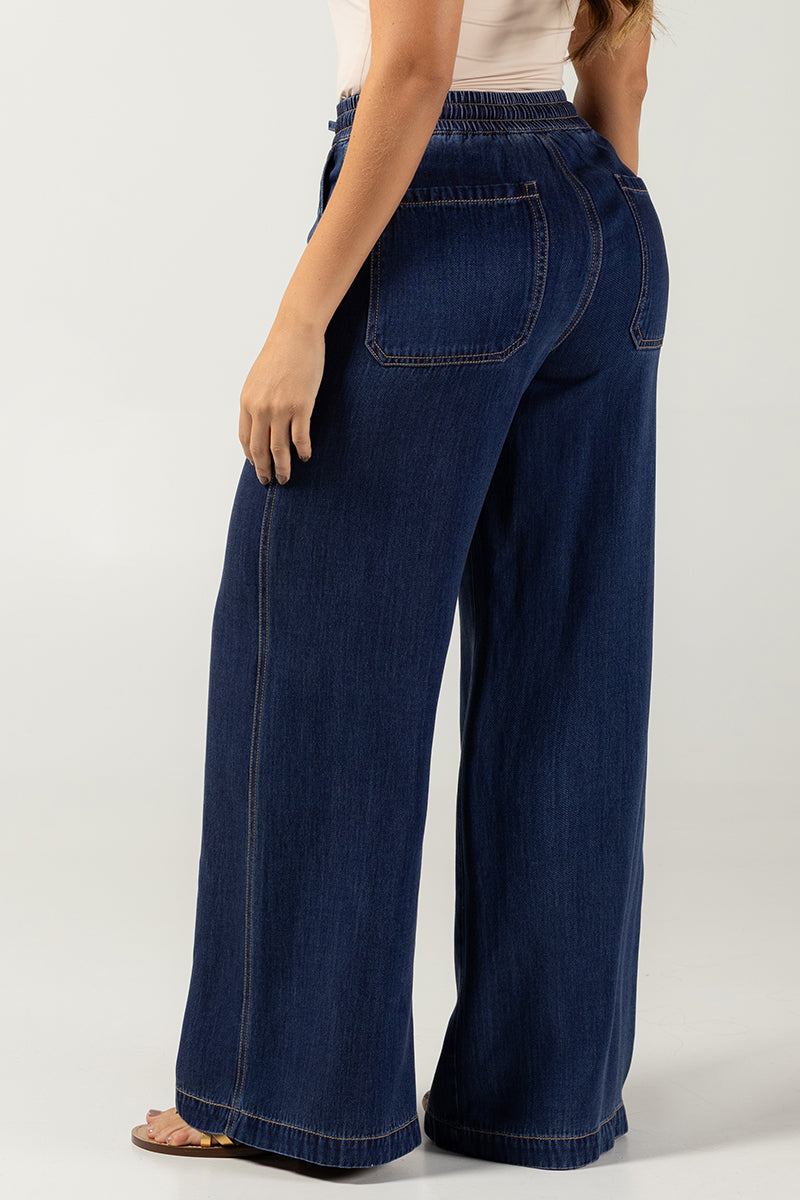 Pantalón Wide Leg de Corte Alto y Caída Fluida Marca Trucco´s