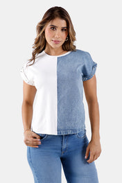 Blusa Manga Corta en Algodón, Poliester y Elastano Marca Trucco's