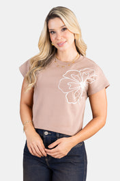Blusa Manga Corta en Algodón, Poliéster y Elastano Marca Trucco's