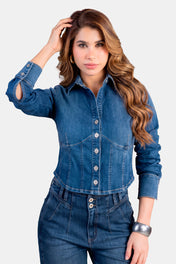 Blusa Manga Larga en Algodón, Poliéster y Elastano Marca Trucco's