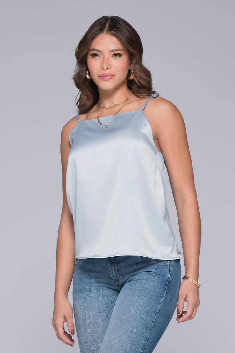 Blusa Satinada Con Tiras de anudar Marca Trucco´s