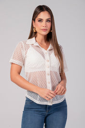 Blusa Manga Corta Tejido en Transparencia Marca Trucco´s
