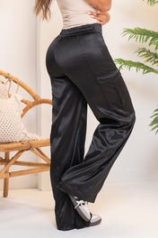Pantalón Cargo Tiro Alto Bota Recta Pretina Resortada Marca Trucco´s