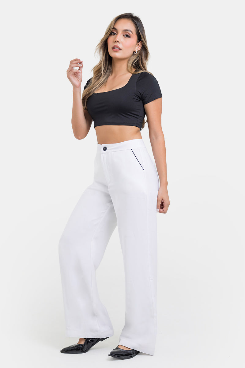 Pantalón Bota Recta en Rayon y Poliester Marca Trucco's