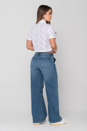 Jean Wide Leg tiro alto en Azul Oscuro Marca Trucco´s