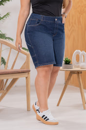 Bermuda Carpintera Denim Tiro Alto Marca Trucco´s Plus Size