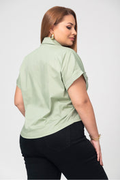 Blusa Corta Bolsillos Frontales con Detalles Gircone Marca Trucco´s Plus Size