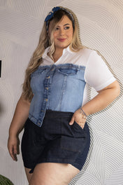 Camisa Manga Casual Denim Marca Trucco´s Plus Size