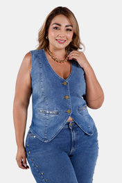 Chaleco Plus Size en Algodón, Poliester y Elastano Marca Trucco's Plus Size
