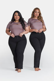 Jean Bota Recta Tiro Alto Talla única Negro Exclusivo Marca Trucco´s Plus Size