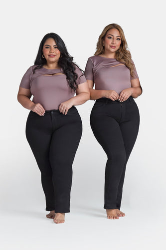 Jean Bota Recta Tiro Alto Talla única Negro Exclusivo Marca Trucco´s Plus Size - 2
