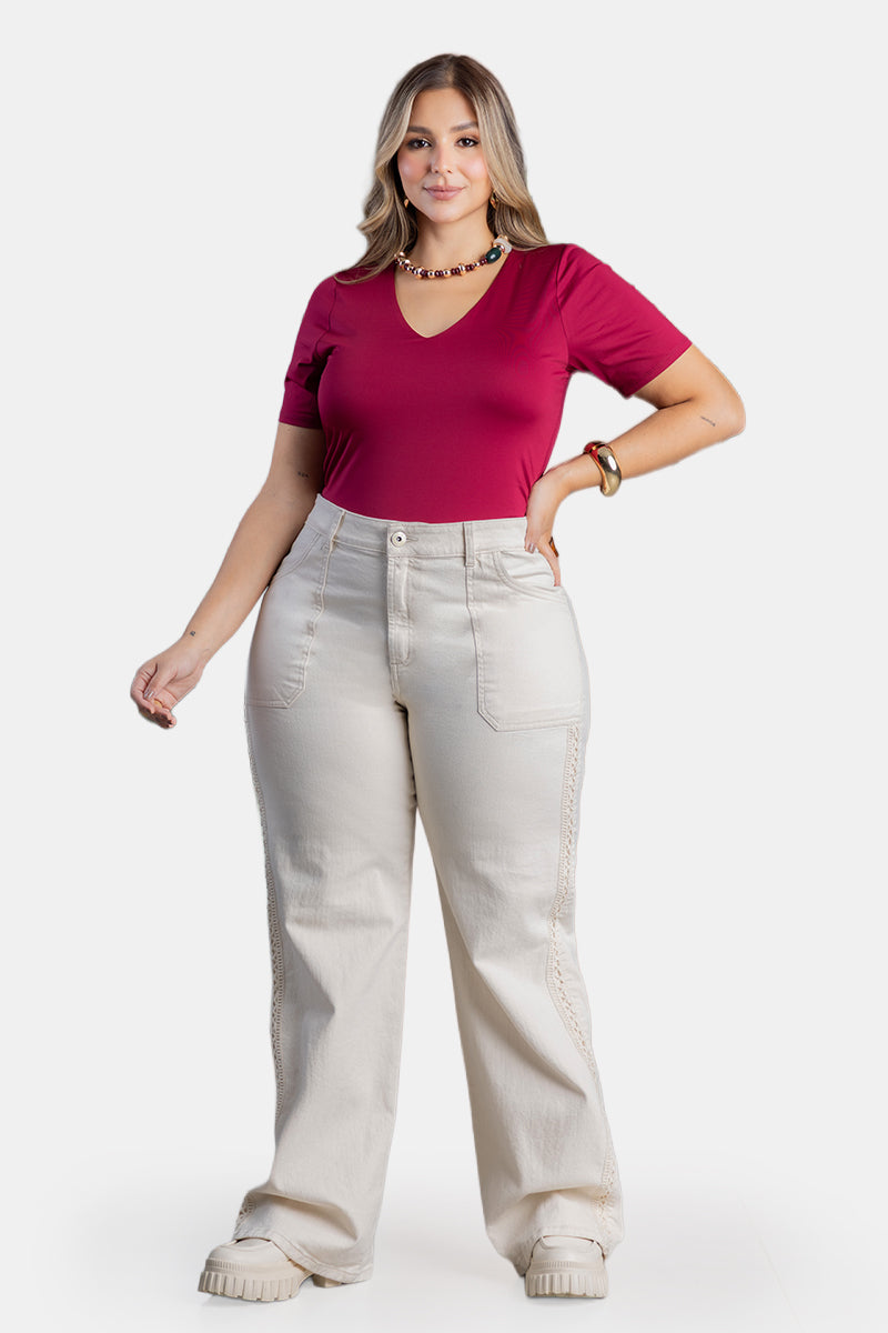 Jean Bota Recta en Algodón y Elastano Marca Trucco's Plus Size