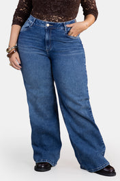 Jean Wide Leg en Algodón, Poliéster y Elastano Marca Trucco's Plus Size