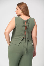 Set 2 Piezas Chaleco De anudar En Espalda  Pantalón Wide Leg Marca Trucco´s