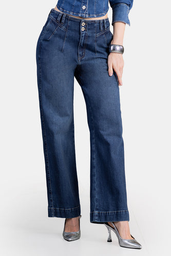 Jean Wide Leg en Algodón, Poliéster y Elastano Marca Trucco's - 1