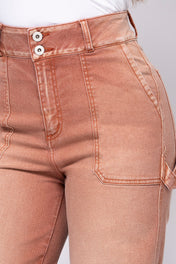 Jean Wide Leg Tiro Alto Relaxed Fit Con Charretera Marca Trucco´s