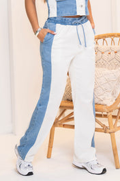 Set 2 Piezas en Bloque Denim Camisa de Cuello Pantalón Bota Recta Marca Trucco´s