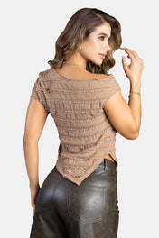 Blusa Manga Corta en Poliéster y Elastano Marca Trucco's