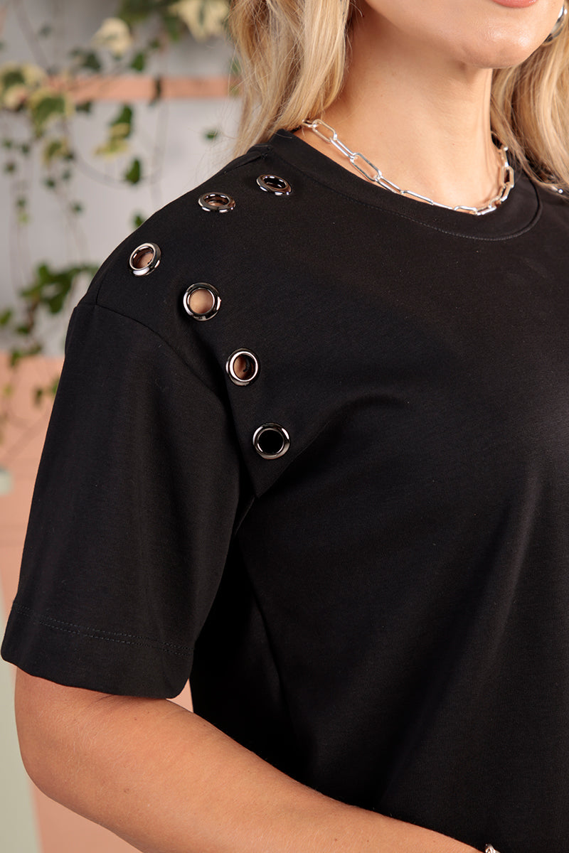 Blusa Manga Corta en Algodón, Poliéster y Elastano Marca Trucco's