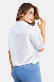 Blusa Manga Corta en Rayón y Nailon Marca Trucco's