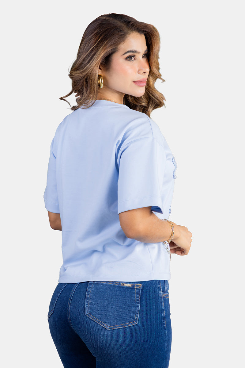 Blusa Manga Corta en Algodón, Poliéster y Elastano Marca Trucco's