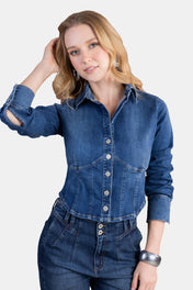 Blusa Manga Larga en Algodón, Poliéster y Elastano Marca Trucco's