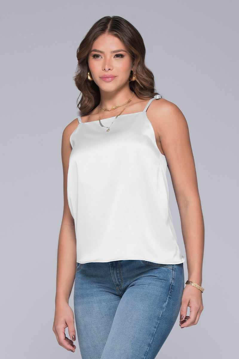 Blusa Satinada Con Tiras de anudar Marca Trucco´s