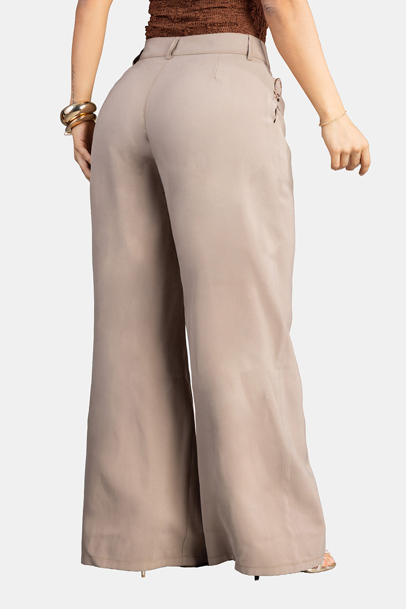 Pantalón Wide Leg en Rayón y Poliéster Marca Trucco's