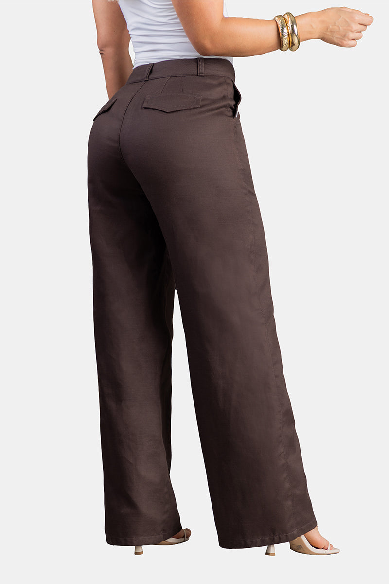Pantalón Wide Leg en Liocel y Algodón Marca Trucco's