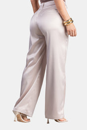 Pantalón Wide Leg en Poliéster y Elastano Marca Trucco's
