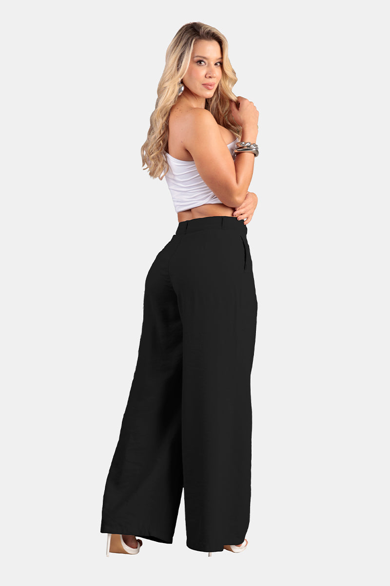 PantalóN Wide Leg en Rayón y Poliéster Marca Trucco's