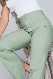 Pantalón Wide Leg Tiro Alto Con Pinzas y Abertura en Bota Marca Trucco´s