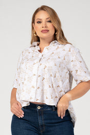 Camisa Manga Corta Escote en Espalda Marca Trucco´s Plus Size