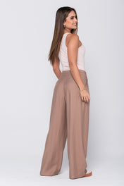 Pantalón Wide Leg Tiro Alto Pretina Asimétrica Marca Trucco´s