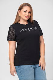 Camiseta Esencial Manga Corta En Lentejuelas Marca Trucco´s Plus Size