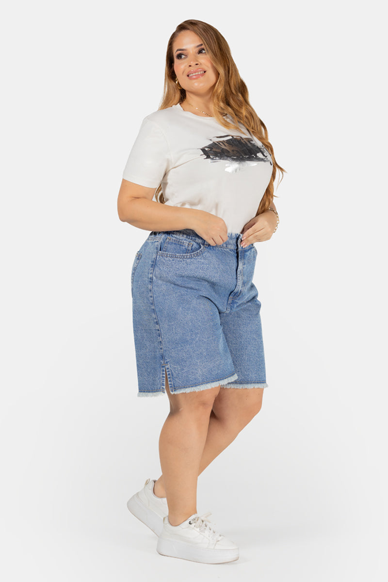 Camiseta Básica con Estampado Frontal Marca Trucco´s Plus Size