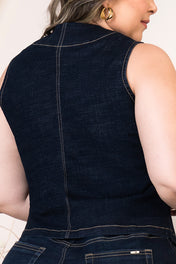 Chaleco Corto Costura en Contraste Marca Trucco´s Plus Size