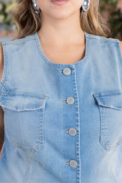 Chaleco Largo en Algodón, Poliéster y Elastano Marca Trucco's Plus Size