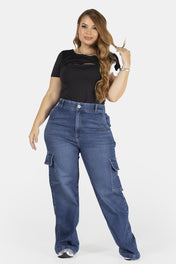 Jean Cargo con Bolsillos Laterales Marca Trucco´s Plus Size