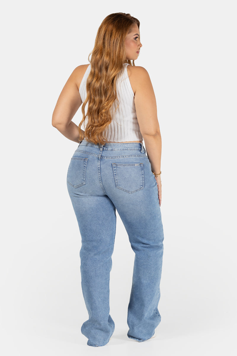Jean Wide Leg Azul Claro Marca Trucco´s Plus Size