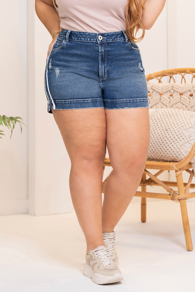 Short Tiro Alto Rayas Blancas Laterales Marca Trucco´s Plus Size