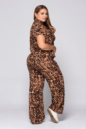 Set 2 Piezas Pantalón Tiro Alto Camisa Manga Corta Tendencia Animal Print Marca Trucco´s Plus Size