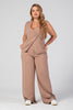 Set 2 Piezas Pantalón Wide Leg Chaleco Asimétrico Marca Trucco´s Plus Size