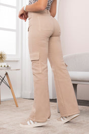 Jean Cargo Wide Leg Tiro Alto 8 Bolsillos Marca Trucco´s