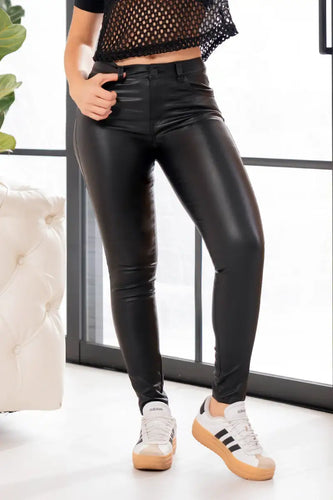 Jean Skinny Tiro Alto Efecto Cuero Marca Trucco´s - 3