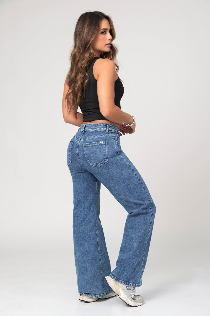 Jean Wide Leg  Tiro Alto Vena Frontal Marca Trucco´s