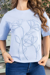 Blusa Manga Corta en Algodón, Poliéster y Elastano Marca Trucco's